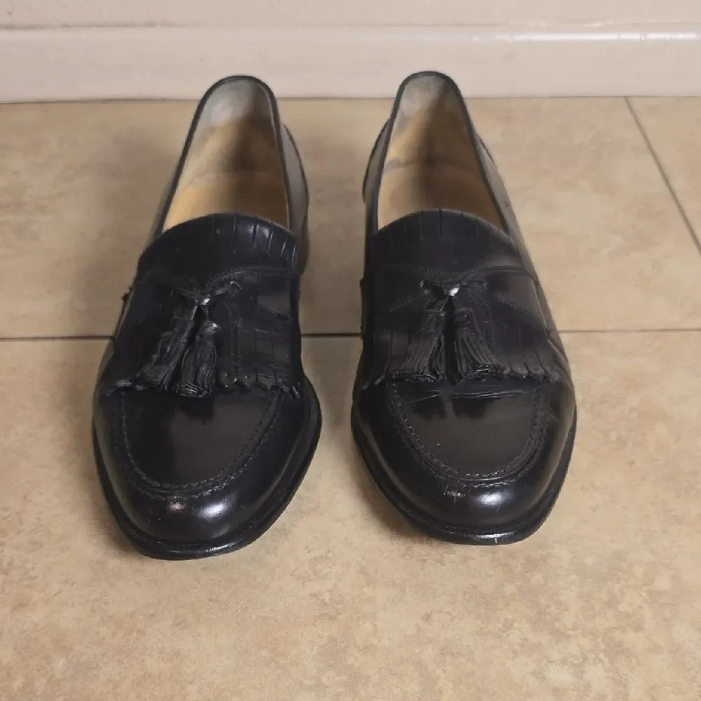 Johnston & Murphy Black Leather Tassel Loafers